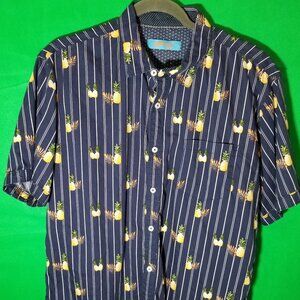 Newport Isle Hawaiian Shirt Men Large Button Up Island Cruise Pineapples Aloha